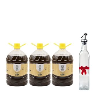 Wood Pressed Black Sesame Cooking Extract 15L(5L x 3) | Naturally Cholesterol Free | Cold Pressed Gingelly Extract | Rich Aroma & Traditional Kacchi Ghani Kolhu Chekku Process | Free 1 Glass Bottle